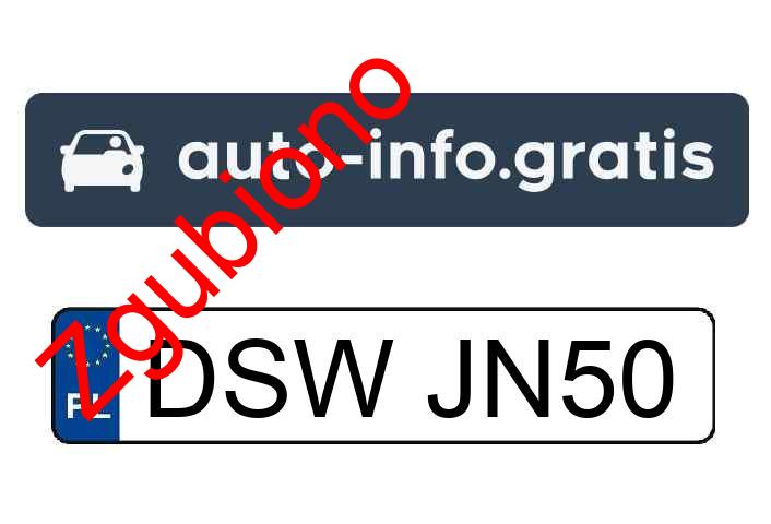 Zgubiono tablicę rejestracyjną o numerach DSWJN50