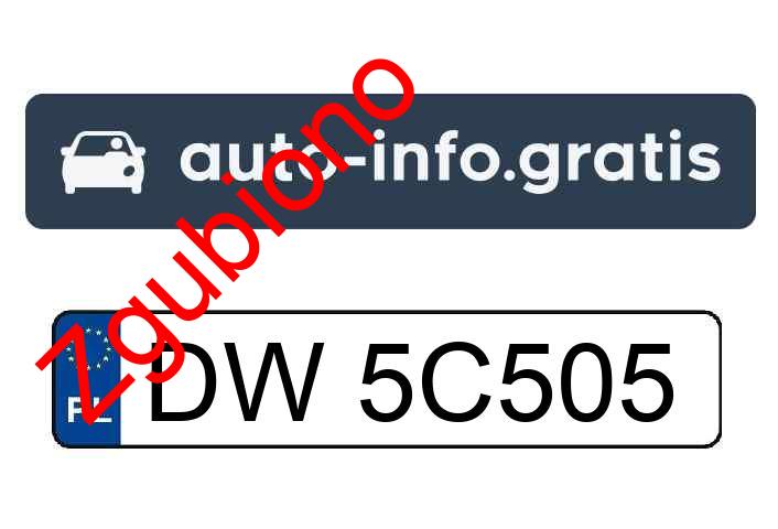 Zgubiono tablicę rejestracyjną o numerach DW5C505