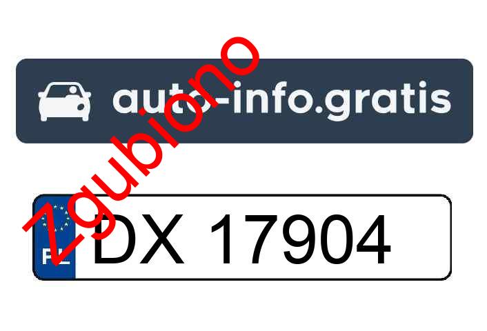 Zgubiono tablicę rejestracyjną o numerach DX17904