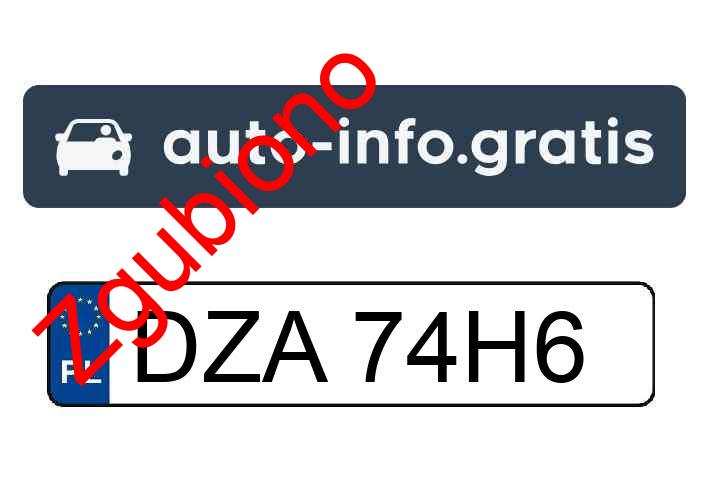 Zgubiono tablicę rejestracyjną o numerach DZA74H6