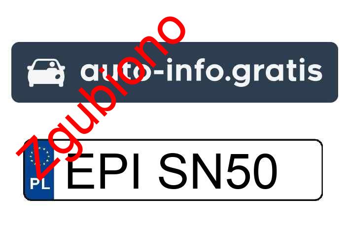 Zgubiono tablicę rejestracyjną o numerach EPISN50