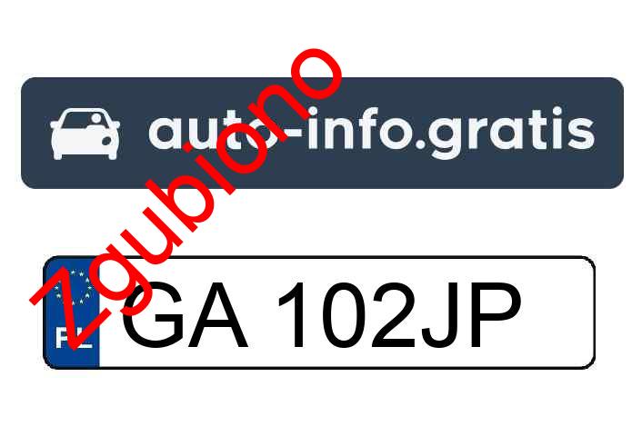 Zgubiono tablicę rejestracyjną o numerach GA102JP