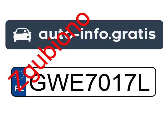 Zgubiono tablicę rejestracyjną o numerach GWE7017L