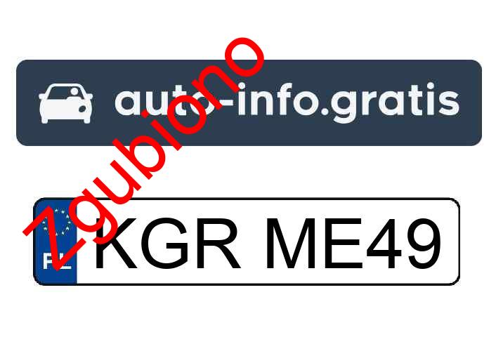 Zgubiono tablicę rejestracyjną o numerach KGRME49