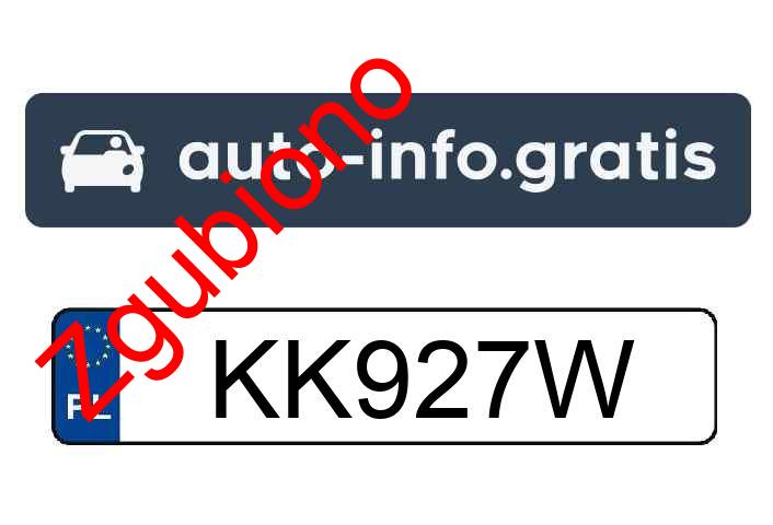 Zgubiono tablicę rejestracyjną o numerach KK927W