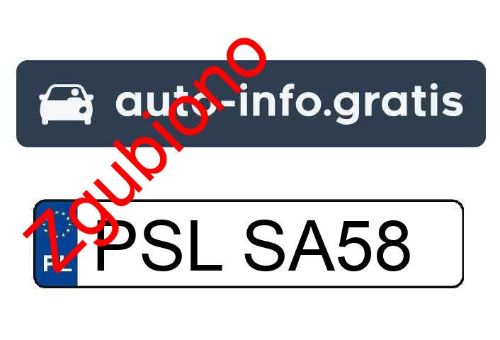 Zgubiono tablicę rejestracyjną o numerach PSLSA58