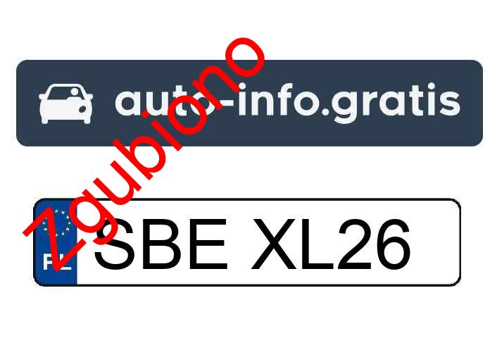 Zgubiono tablicę rejestracyjną o numerach SBEXL26