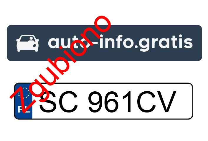 Zgubiono tablicę rejestracyjną o numerach SC961CV