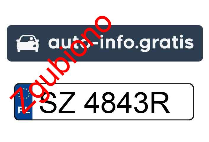 Zgubiono tablicę rejestracyjną o numerach SZ4843R