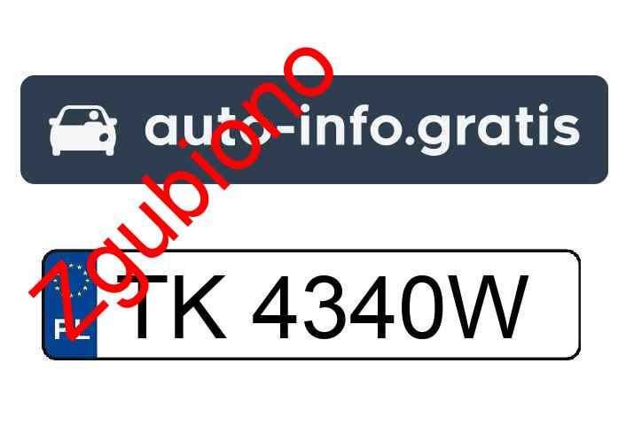 Zgubiono tablicę rejestracyjną o numerach TK4340W