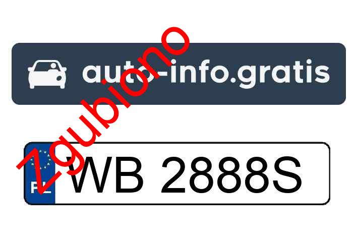 Zgubiono tablicę rejestracyjną o numerach WB2888S