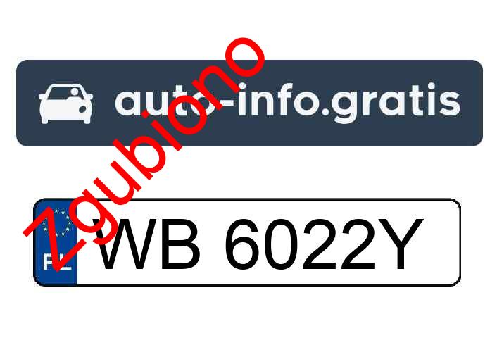 Zgubiono tablicę rejestracyjną o numerach WB6022Y