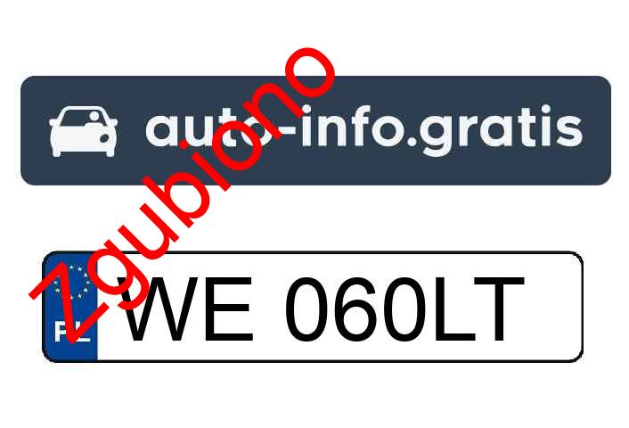 Zgubiono tablicę rejestracyjną o numerach WE060LT