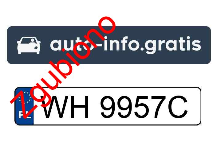 Zgubiono tablicę rejestracyjną o numerach WH9957C