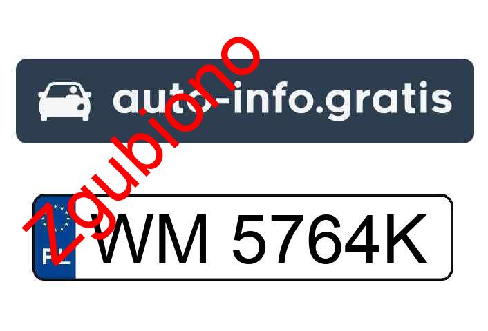 Zgubiono tablicę rejestracyjną o numerach WM5764K