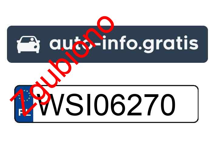 Zgubiono tablicę rejestracyjną o numerach WSI06270