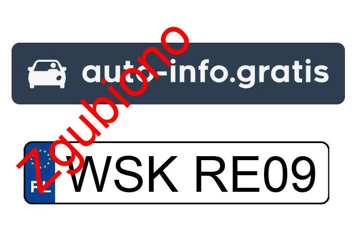 Zgubiono tablicę rejestracyjną o numerach WSKRE09