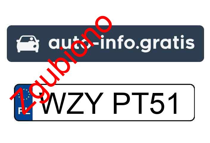 Zgubiono tablicę rejestracyjną o numerach WZYPT51