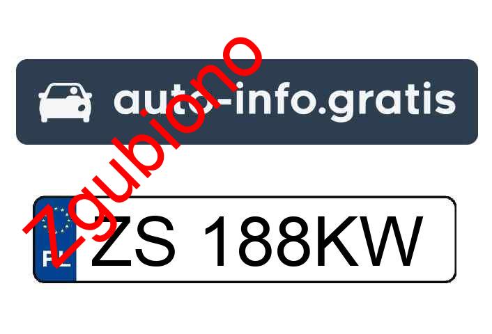 Zgubiono tablicę rejestracyjną o numerach ZS188KW