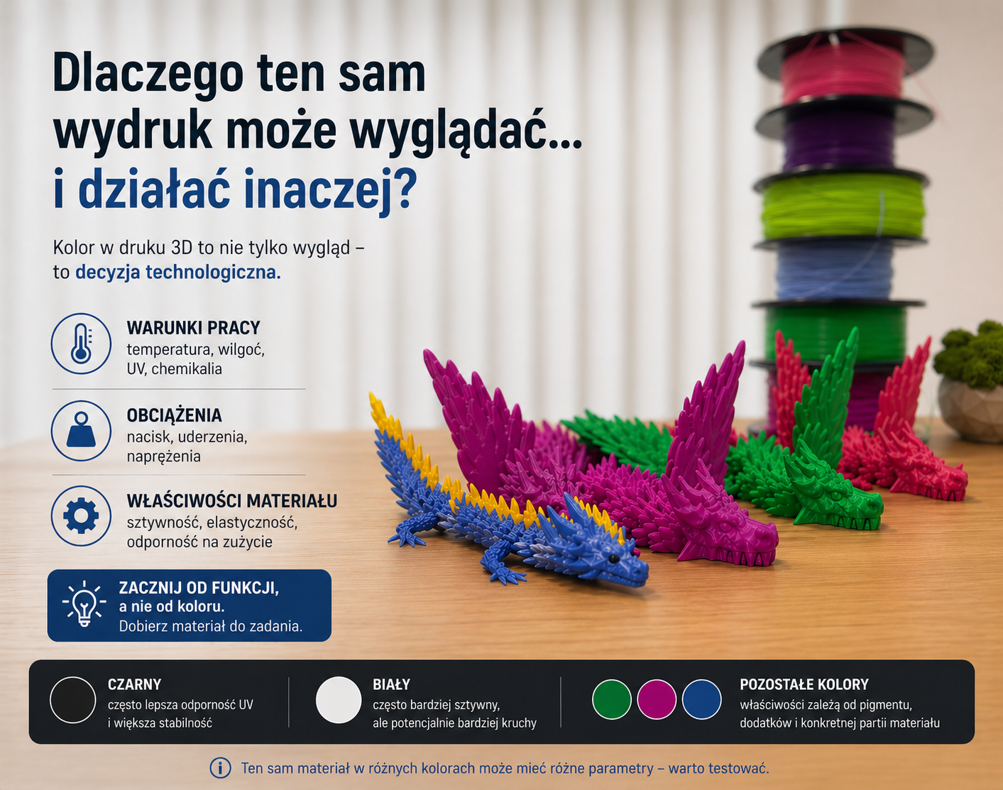 Kolor jako zmienna technologiczna w druku 3D