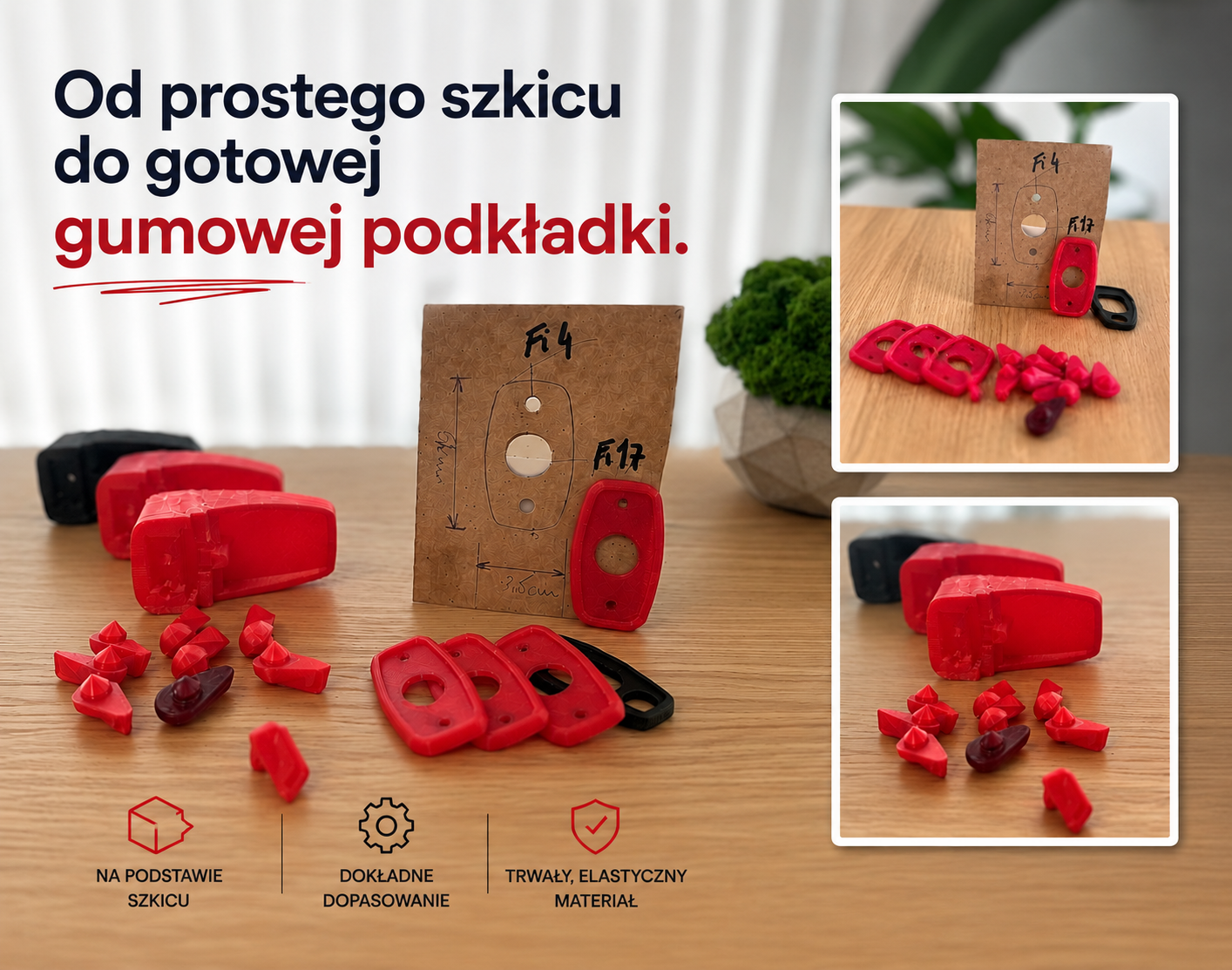 Od prostego szkicu do gotowej gumowej podkładki.