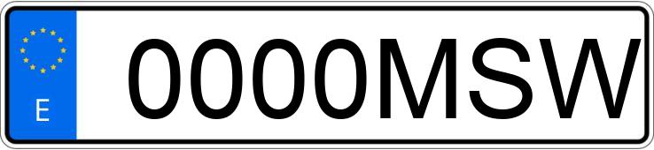 Numer rejestracyjny 0000MSW posiada MG ZS Numer rejestracyjny 0000MSW posiada MG ZS