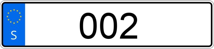 Numer rejestracyjny 002 posiada  