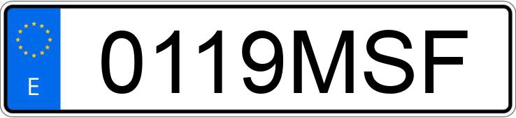 Numer rejestracyjny 0119MSF posiada PORSCHE TAYCAN