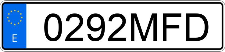 Numer rejestracyjny 0292MFD posiada VOLKSWAGEN GOLF