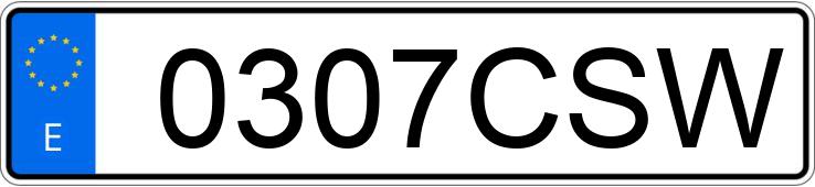 Numer rejestracyjny 0307CSW posiada VOLKSWAGEN GOLF