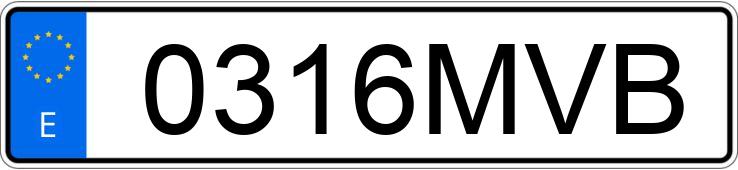 O número de registro 0316MVB tem TESLA MODEL 3