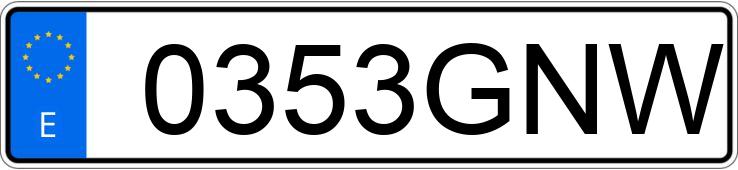 Numer rejestracyjny 0353GNW posiada VOLKSWAGEN GOLF