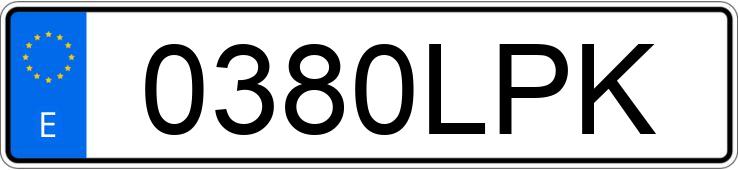 Numer rejestracyjny 0380LPK posiada PORSCHE CAYENNE