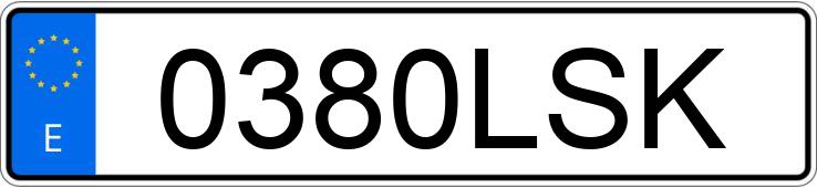 Numer rejestracyjny 0380LSK posiada AUDI A3