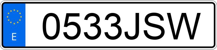 Numer rejestracyjny 0533JSW posiada VOLKSWAGEN GOLF