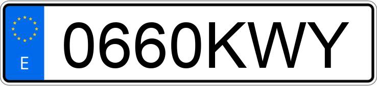 Numer rejestracyjny 0660KWY posiada VOLKSWAGEN GOLF