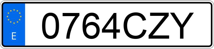 Numer rejestracyjny 0764CZY posiada VOLKSWAGEN GOLF