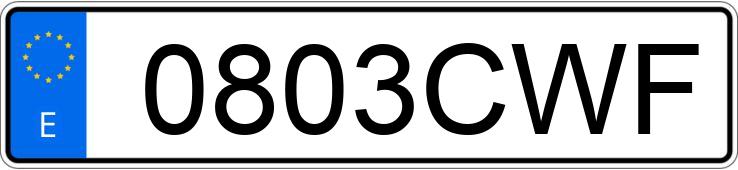 Numer rejestracyjny 0803CWF posiada VOLKSWAGEN GOLF