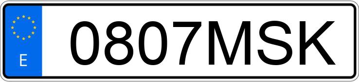 Numer rejestracyjny 0807MSK posiada FORD BRONCO