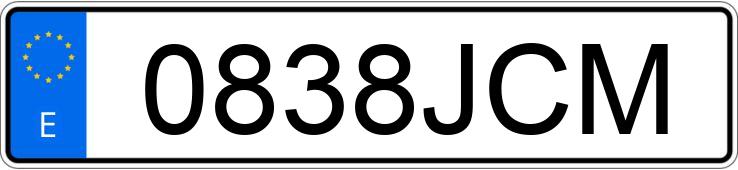 Numer rejestracyjny 0838JCM posiada VOLKSWAGEN GOLF