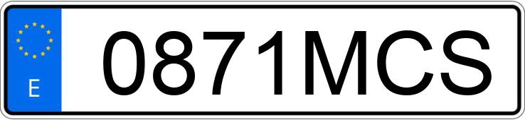 Numer rejestracyjny 0871MCS posiada ZERO DS