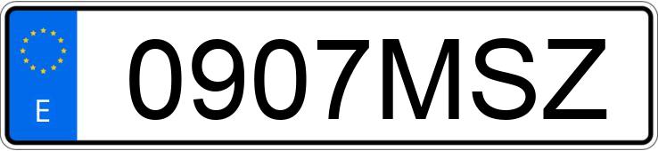 Numer rejestracyjny 0907MSZ posiada AUDI A1 SPORTBACK