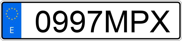 Numer rejestracyjny 0997MPX posiada PORSCHE CAYMAN