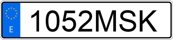 Numer rejestracyjny 1052MSK posiada VOLKSWAGEN GOLF