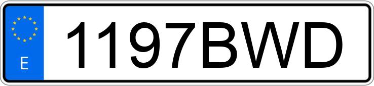 Numer rejestracyjny 1197BWD posiada AUDI A3