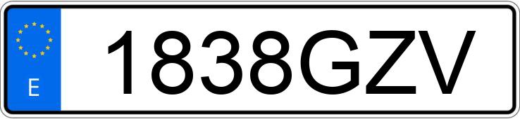 Numer rejestracyjny 1838GZV posiada PEUGEOT 206 +