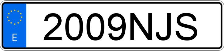 Numer rejestracyjny 2009NJS posiada MG ZS