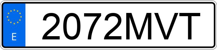 The registration number 2072MVT has MG ZS