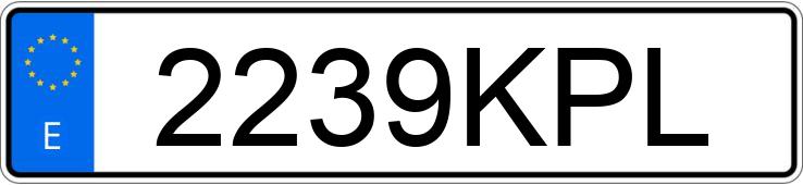 Numer rejestracyjny 2239KPL posiada TRS ONE