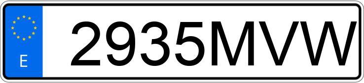 Numer rejestracyjny 2935MVW posiada VOLKSWAGEN GOLF